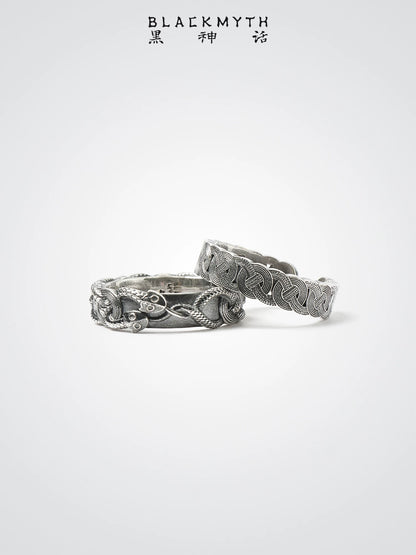 Black Myth Wukong Void Ring - dreidimensionale Reliefskulptur, geschlossener flacher Schlangenmuster-Ring, offener Ring, Accessoire, Bronzering, offizielles Wukong-Merchandise