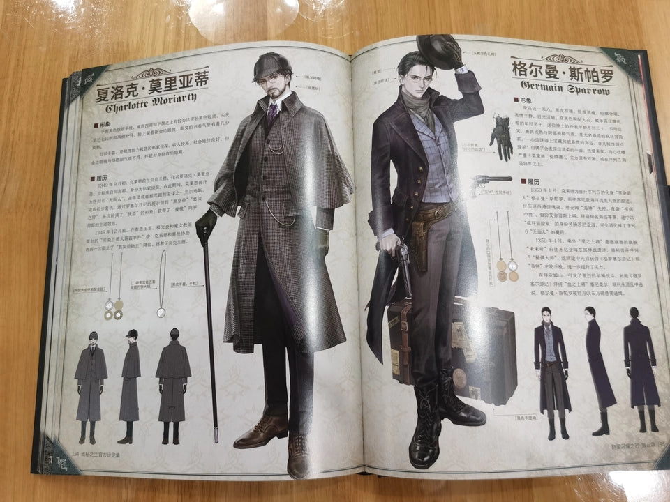 Lord of the Mysteries setting art book character costume and profile spread
