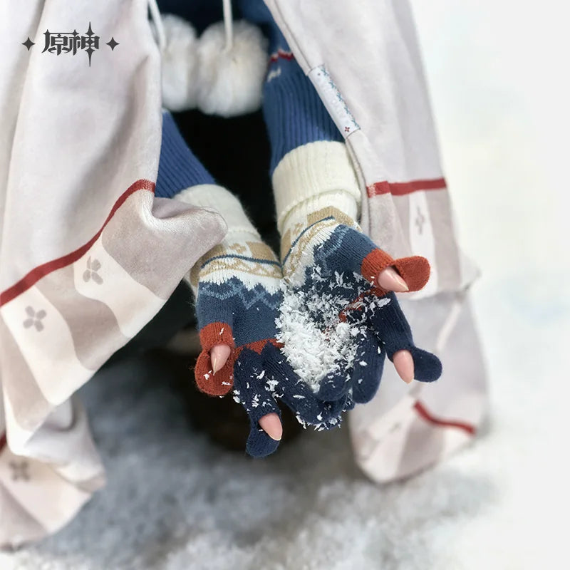 Official Genshin Impact Alyosha Themed Hooded Shawl Blanket & Knitted Gloves