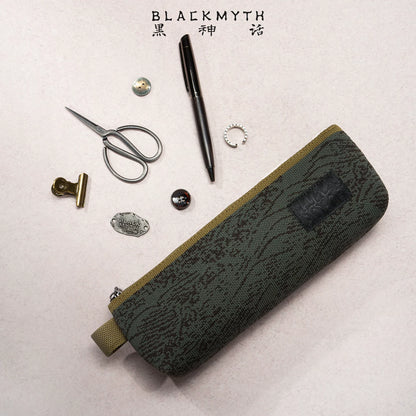 Black Myth: Wukong green textured knit pencil case with side loop