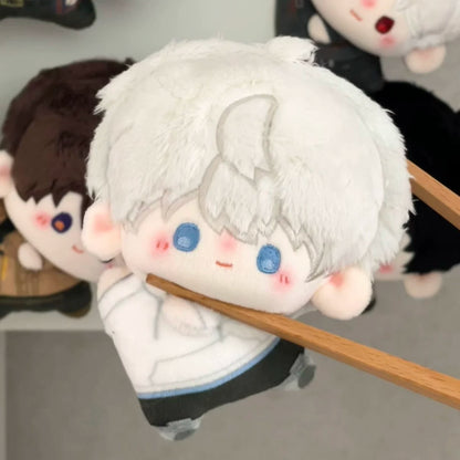 Love and Deepspace Magnetic Bean plush doll white hair lying on stick side view