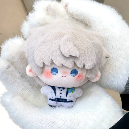 Love and Deepspace Printed plush doll white hair sitting on white fur